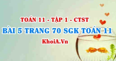 Bài 5 trang 70 SGK Toán 11 Tập 1 Chân trời sáng tạo